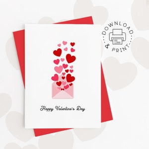 Happy Valentine's Day Printable Card / Instant Download PDF / Card Template