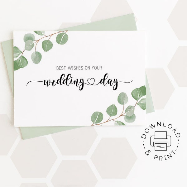 Printable Card: Best Wishes On Your Wedding Day / Instant Download PDF / Wedding Card Template