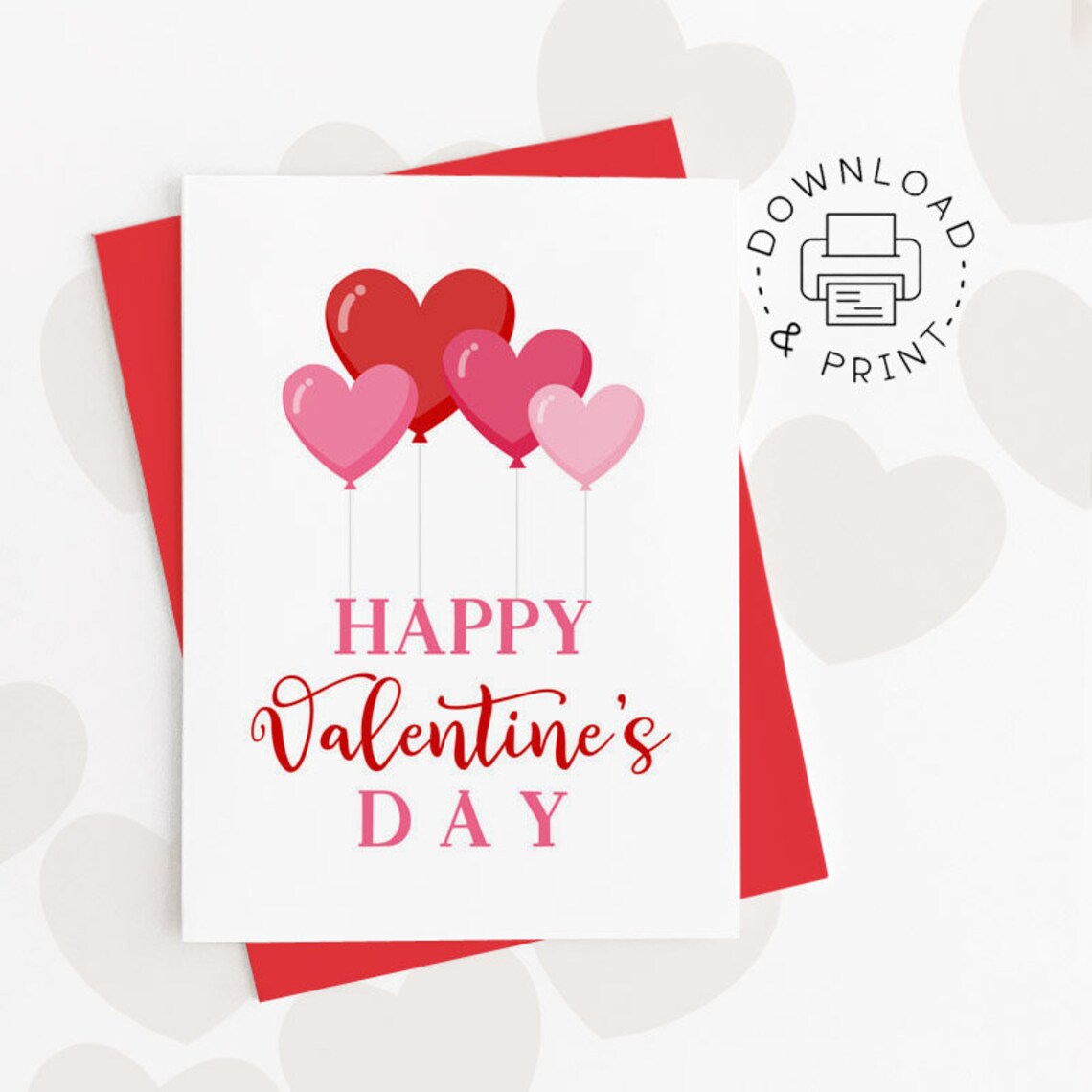Happy Valentine's Day Printable Card / Instant Download - Etsy