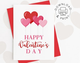 Happy Valentine's Day Printable Card / Instant Download PDF / Card Template