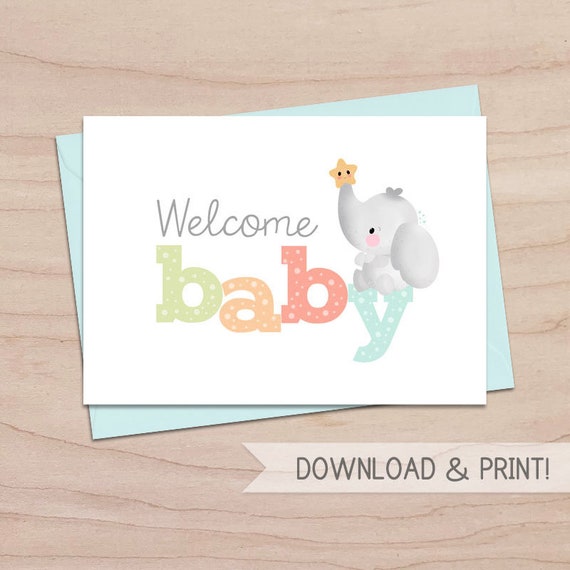 Printable Card Welcome Baby / Instant Download PDF / New Baby | Etsy