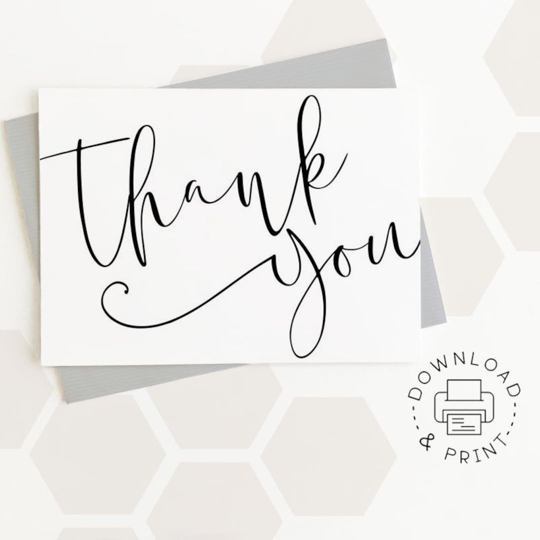 Thank You Printable Card / Instant Download PDF / Card Template - Etsy