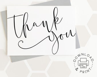 Thank You Printable Card / Instant Download PDF / Card Template