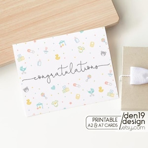 Baby Shower Congratulations Card: Printable PDF Template