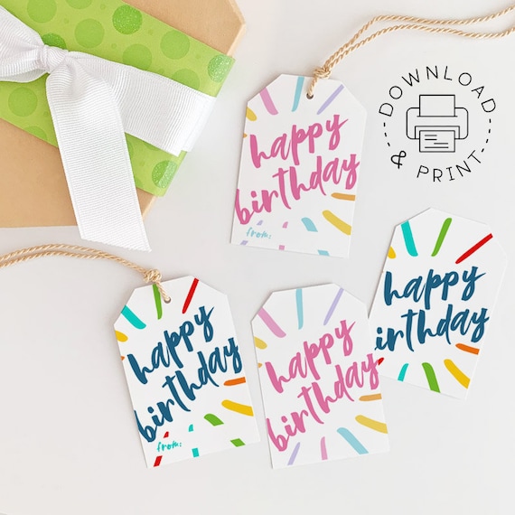 Printable Gift Tags / Happy Birthday Gift Tag / Birthday Gift - Etsy