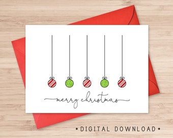 Merry Christmas Printable Card / Instant Download PDF / | Etsy