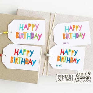 Druckbare Geschenkanhänger / Happy Birthday Geschenkanhänger / Geburtstagsgeschenk Etiketten in zwei Farben
