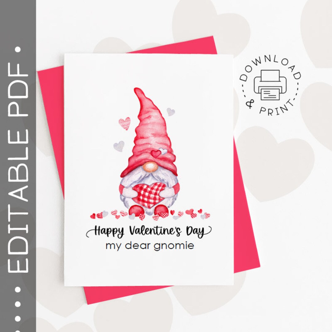 Editable &amp; Printable Happy Valentine's Day Card / Instant Download PDF ...