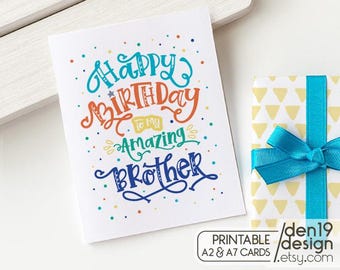 Brother Birthday Card: Printable PDF, A2/A7 Sizes