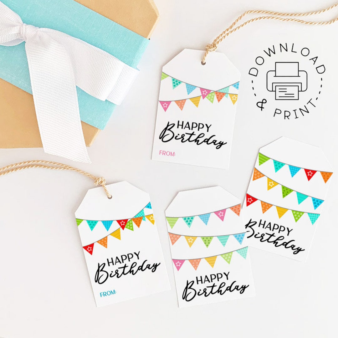 Printable Gift Tags / Happy Birthday Gift Tag / Birthday Gift Labels in ...
