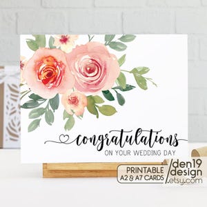 Carte imprimable : Félicitations pour votre mariage / Téléchargement instantané au format PDF / Modèle de carte de mariage