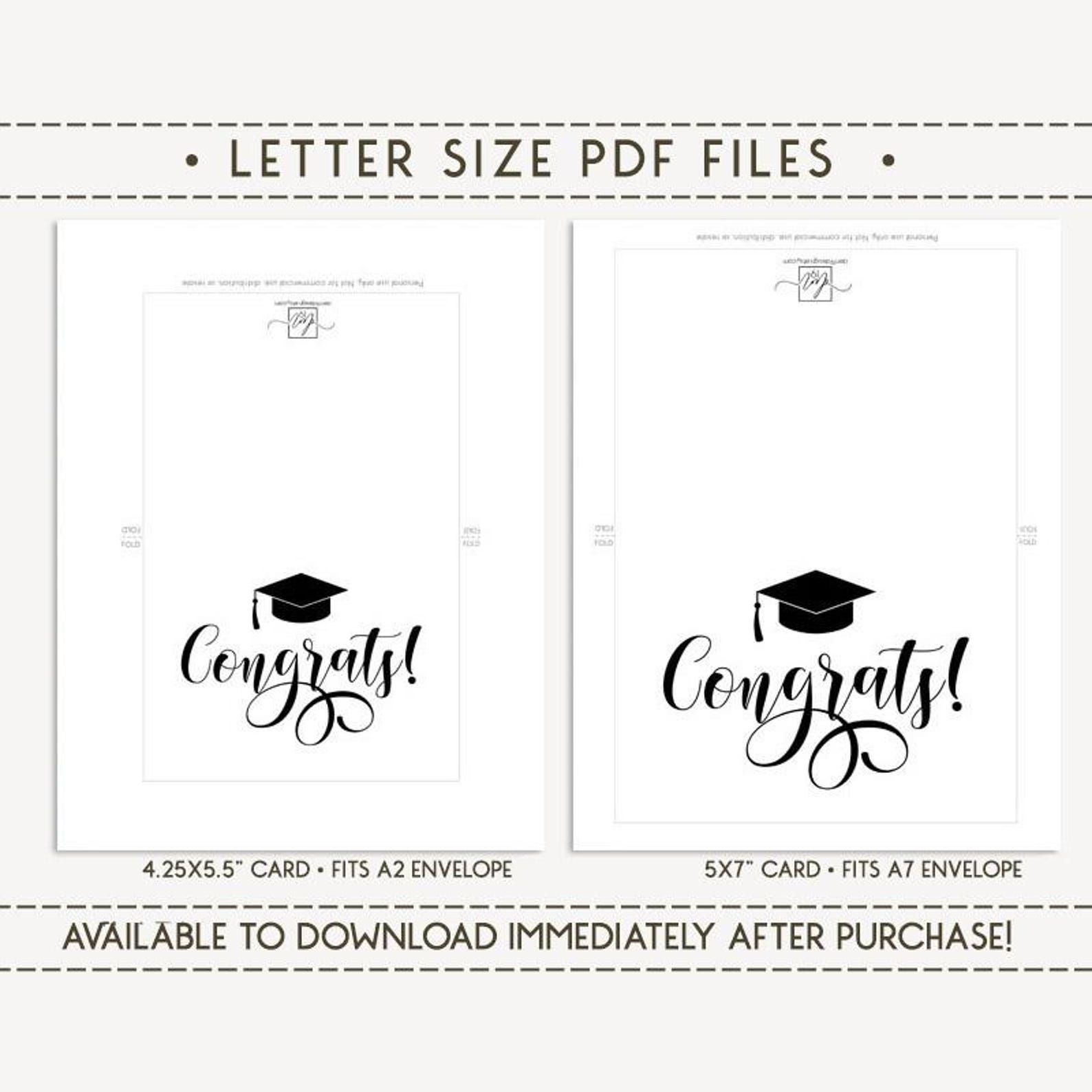 Congrats Printable Card / Instant Download PDF / Graduation Card ...
