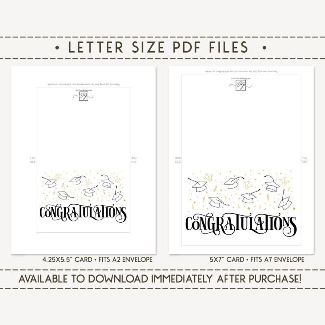 Congratulations Printable Card / Instant Download PDF / Graduation Card ...