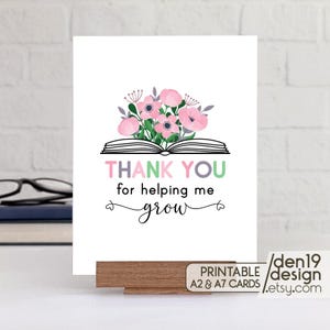 Carte imprimable : Merci de m'avoir aidé à grandir / Téléchargement instantané PDF / Modèle de carte d'appréciation de l'enseignant