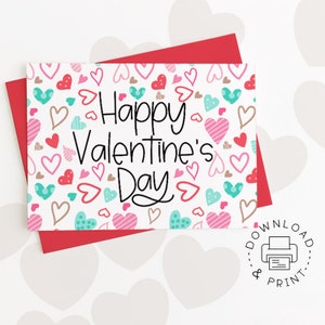Happy Valentine's Day Printable Card / Instant Download PDF / Card ...