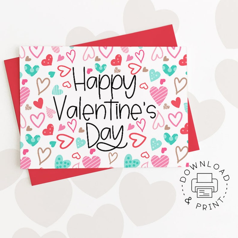 Happy Valentine's Day Printable Card / Instant Download - Etsy