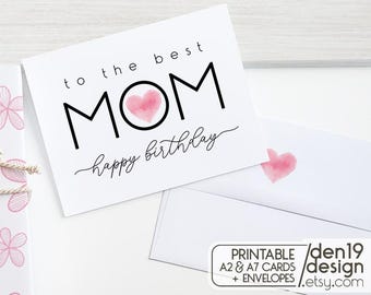 Happy Birthday Mom Printable Card: A2 A7 Template (PDF)