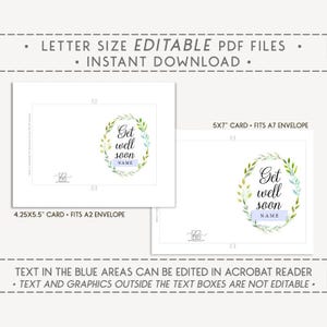 Editable & Printable Get Well Soon Card / Instant Download PDF / Card ...