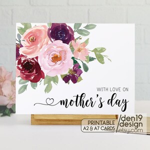 Con amor en el Día de la Madre Tarjeta imprimible / Descarga instantánea en PDF / Plantilla de tarjeta