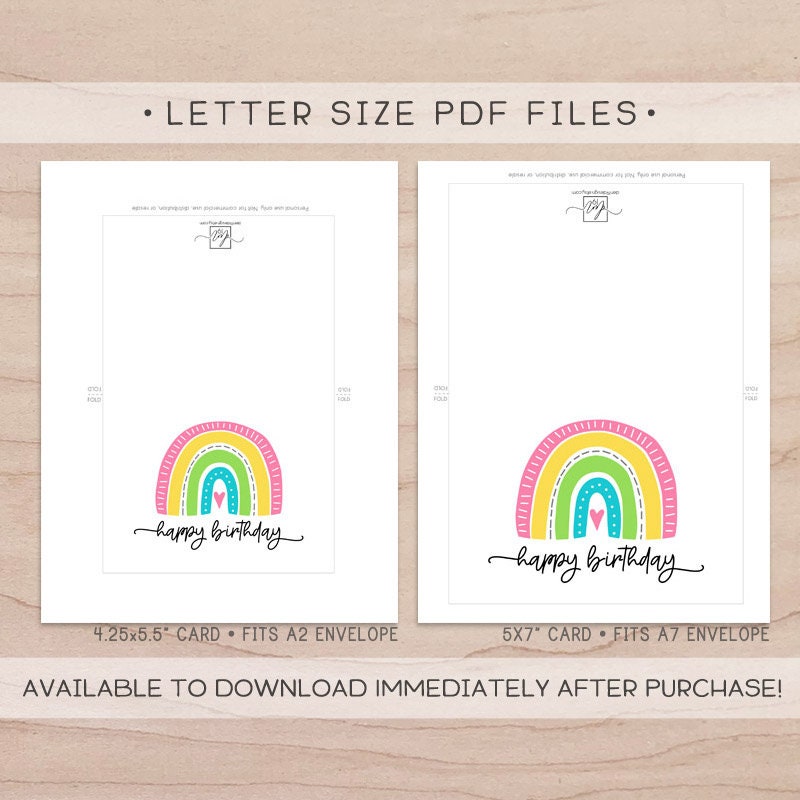 Happy Birthday Printable Card and Envelope / Instant Download - Etsy