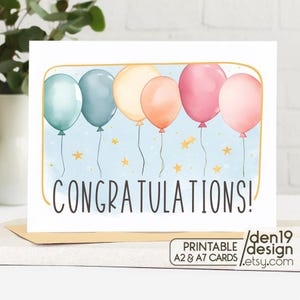 Gefeliciteerd afdrukbare kaart / Instant download pdf / kaartsjabloon