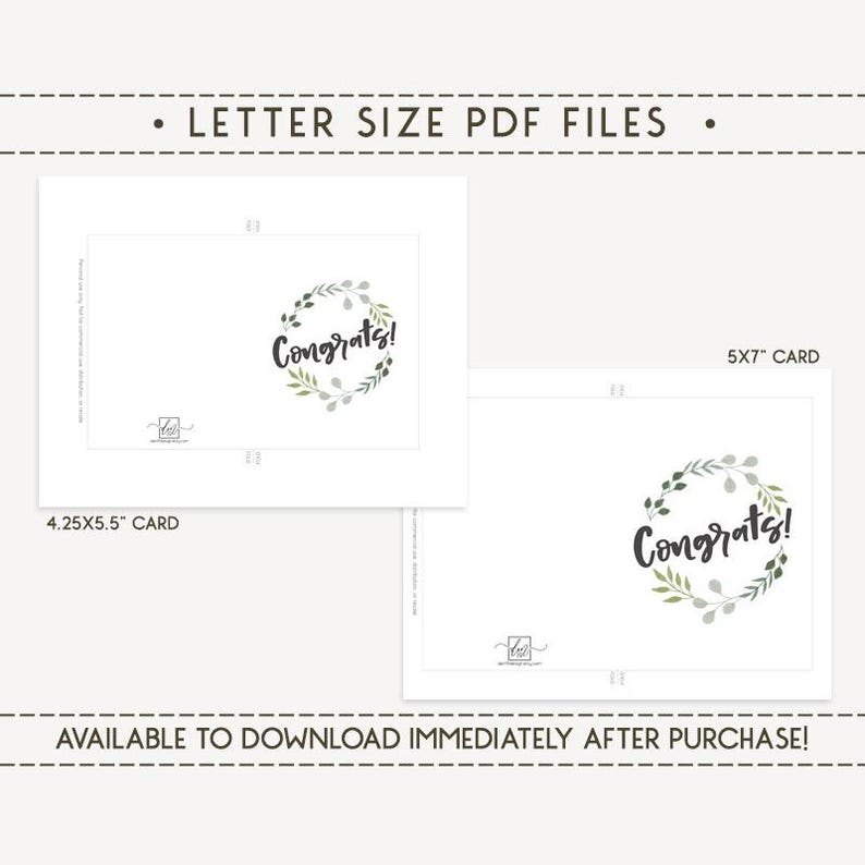 Congrats Printable Card / Instant Download PDF / Card Template - Etsy