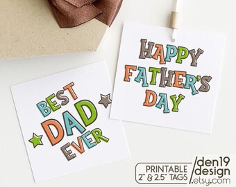 Printable Happy Father's Day Gift Tags / Instant Download Father's Day 2" & 2.5" Favor Tag Set