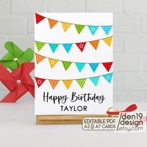 Bewerkbare en afdrukbare Happy Birthday-kaart / Instant download pdf / kaartsjabloon