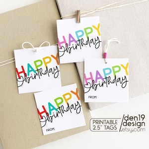 Druckbare Geschenkanhänger / Happy Birthday Geschenkanhänger / Geschenkanhänger in zwei Farben