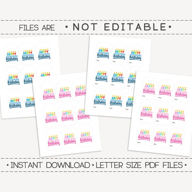 Printable Gift Tags / Happy Birthday Gift Tag / Birthday Gift - Etsy