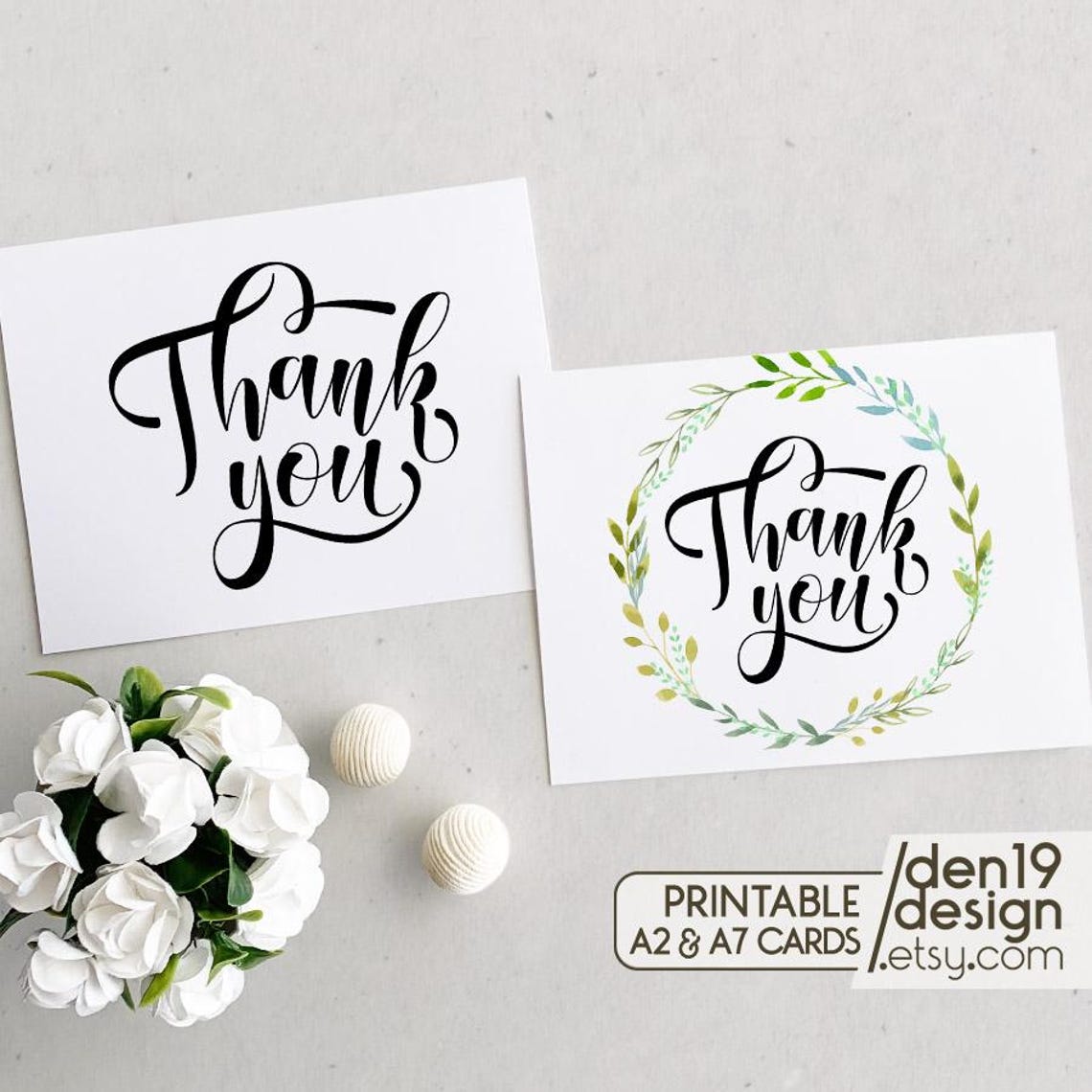 Thank You Printable Card / Instant Download PDF / Card Template - Etsy