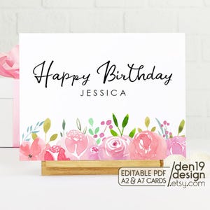 Editable & Printable Happy Birthday Card / Instant Download PDF / Card Template