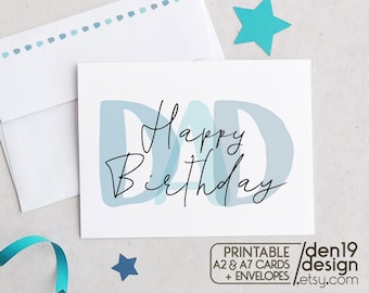 Happy Birthday Dad Printable Card / Instant Download PDF / Card Template