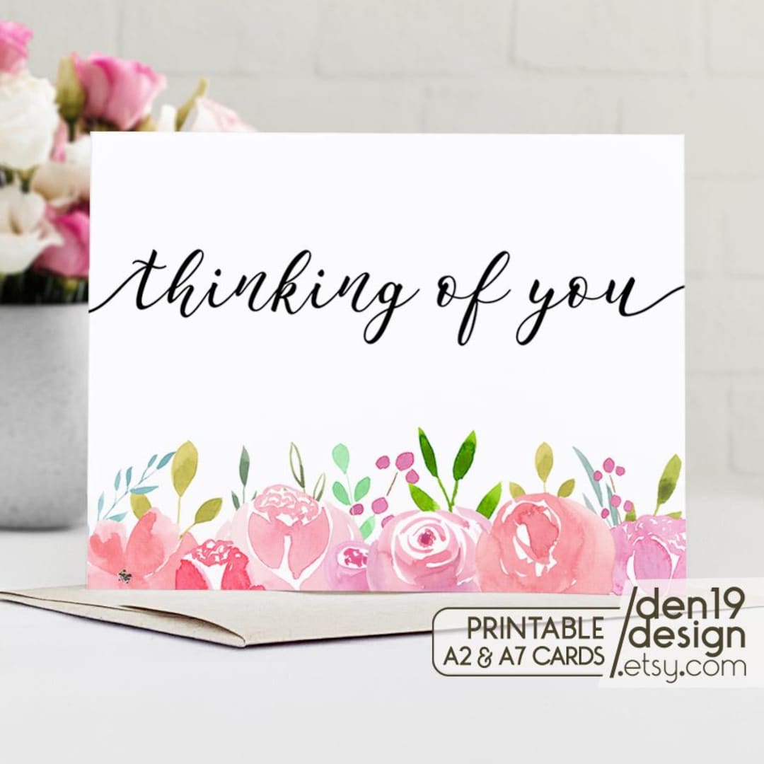 Thinking of You Printable Card / Instant Download PDF / Card Template