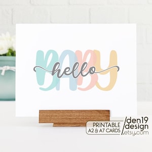 Hallo Baby druckbare Karte / Sofortiger Download PDF / Neutrale neue Baby Karte / Babyparty Kartenvorlage
