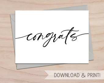 Congratulations Printable Card / Instant Download PDF / Card | Etsy