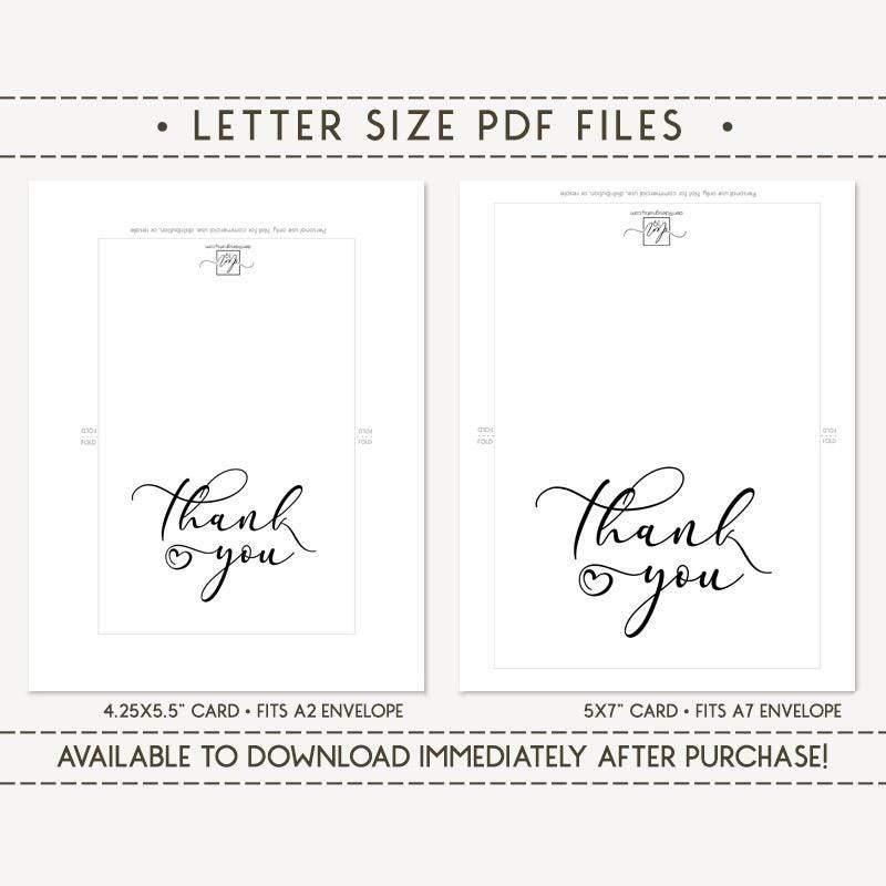 Thank You Printable Card / Instant Download PDF / Card Template - Etsy