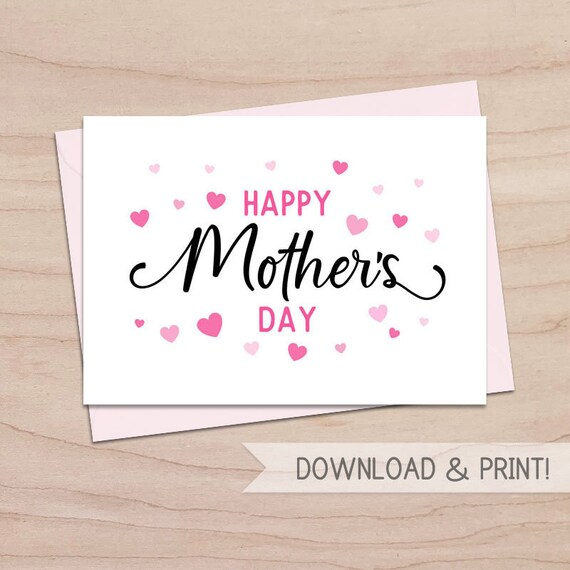 Happy Mother's Day Printable Card / Instant Download PDF / - Etsy