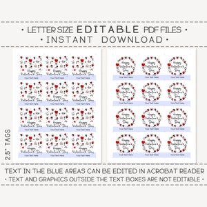Editable & Printable Gift Tags / Happy Valentine's Day Tag - Etsy