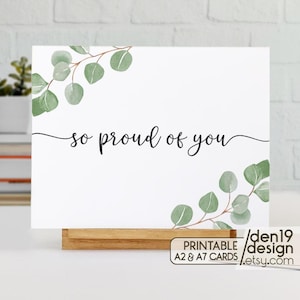 Tarjeta imprimible "Muy orgulloso de ti" / Descarga instantánea en PDF / Plantilla de tarjeta de graduación
