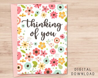 Thinking of You Printable Card / Instant Download PDF / Card | Etsy