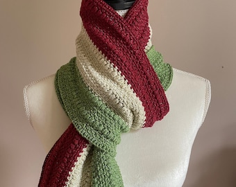 Handmade Christmas Scarf, Textured with Sparkling Accents