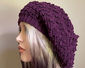 Textured Slouchy Hat in Japanese Violet (S9)