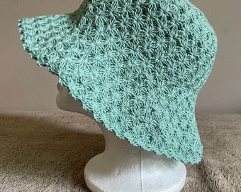 Seafoam Green Cotton Bucket Sun Hat (B9)