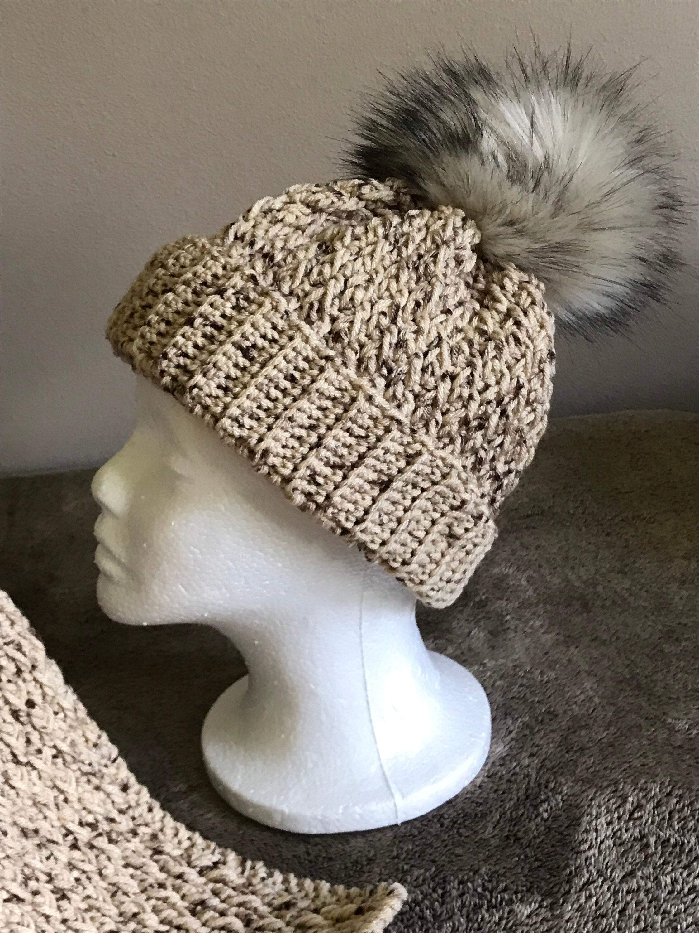 Handmade Winter Scarf and Pom Pom Hat Set - Etsy