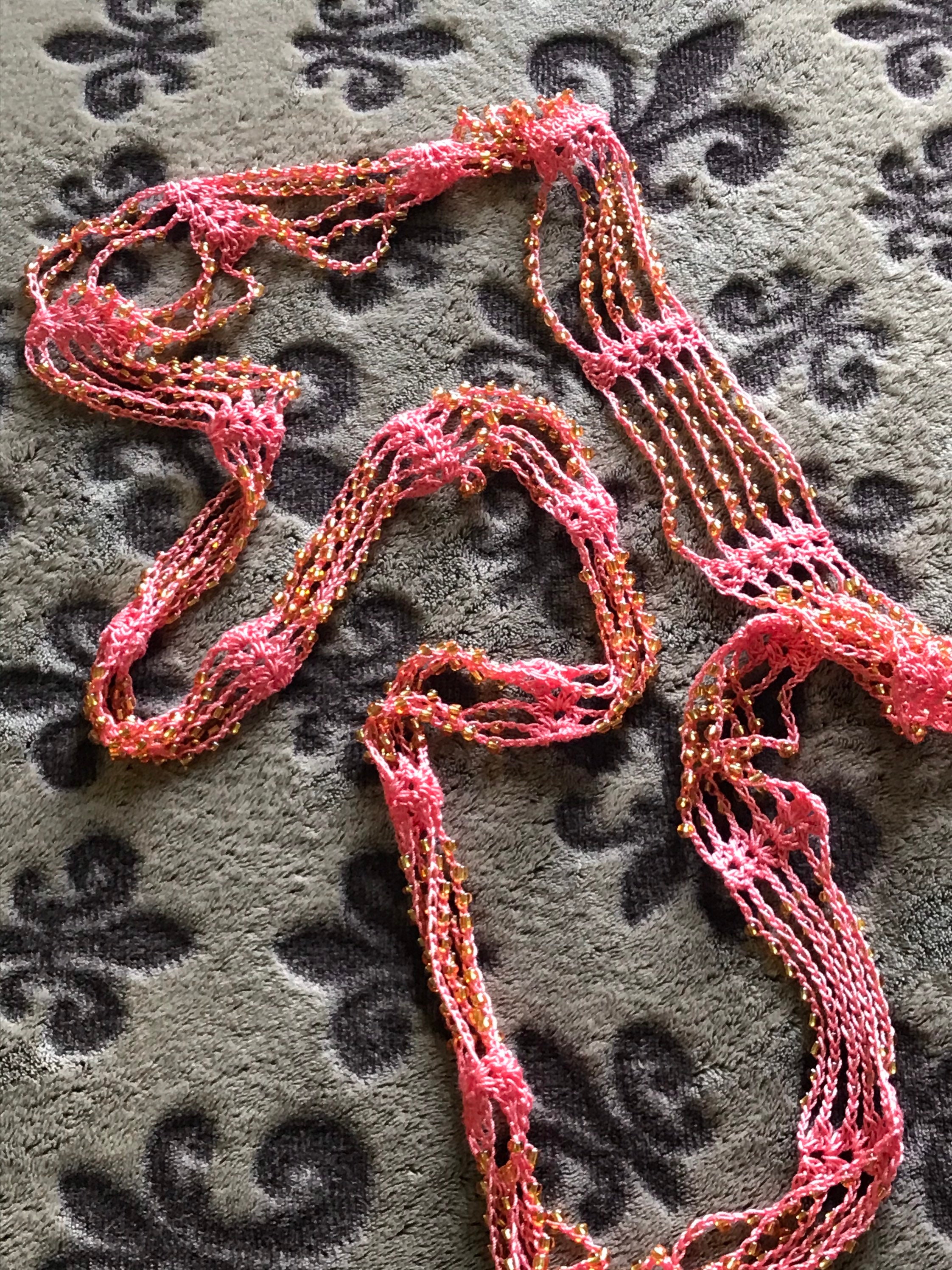 Glass Beaded Crochet Infinity Scarf Necklace - Etsy