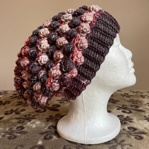 Rustic Winter Slouchy Hat, Thick Textured Burnt Sienna Hat