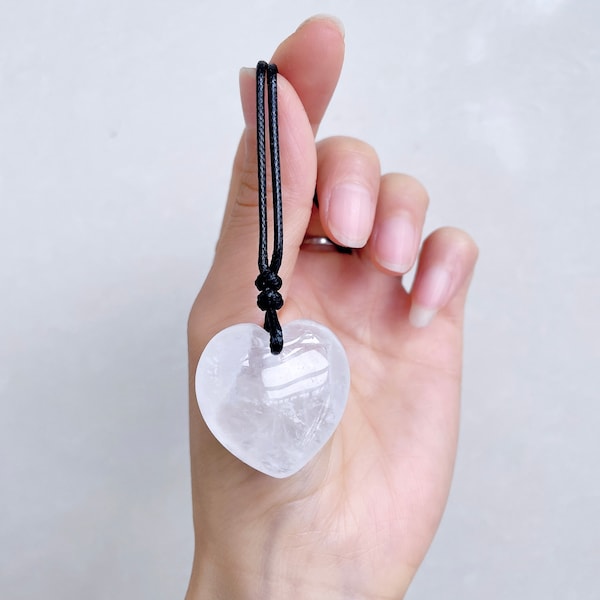 Clear Quartz  Heart Crystal Gemstone Pendant for Her | Natural Clear Quartz Necklace | Handmade Healing Quartz Crystal Necklace