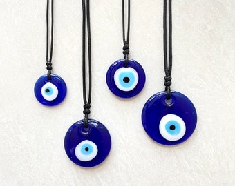 Evil eye necklace , glass evil eye necklace, big evil eye necklace, evil eye pendant,  rope evil eye necklace, Best gift for her ,Christmas