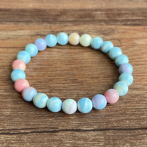 8 mm Regenbogen Stein Perlen Stapel Armbänder, Regenbogen Armbänder, stapelbare Armbänder, bunte Armbänder, bestes Geschenk für sie, Weihnachtsgeschenk